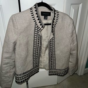 Ann Taylor Geo Trim Embroidered Linen Jacket